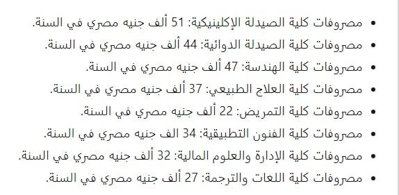مصاريف الجامعات الخاصة لطلاب الثانوية العامة المصريين والوافدين من الخارج والاوراق المطلوبة للتقديم