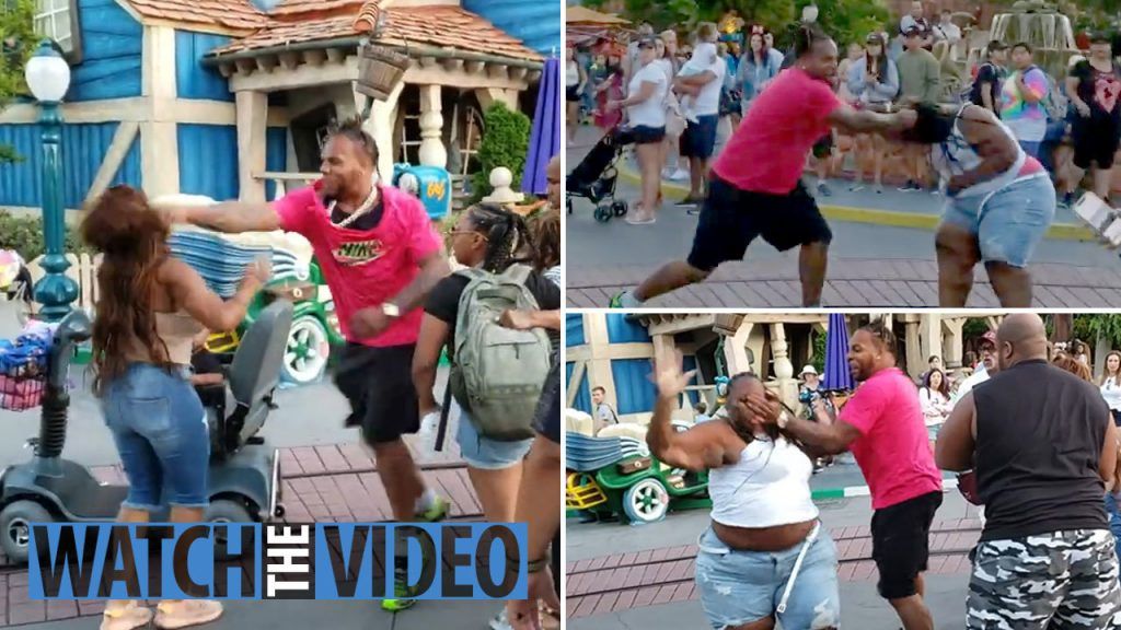 امرأة سمينة تفاجئ رجل وتبصق في وجهه في ديزني لاند.. شاهدوا ردة فعله العنيفة!