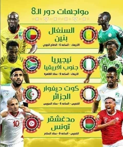 موعد مباريات ربع النهائي كاس امم افريقيا 2019 دور ال 8 – جدول مباريات كاس امم افريقيا 2019 ربع...
