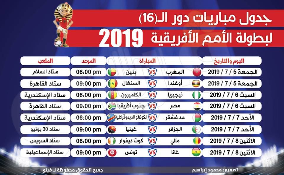 موعد مباريات ربع النهائي كاس امم افريقيا 2019 دور ال 8 – جدول مباريات كاس امم افريقيا 2019 ربع...