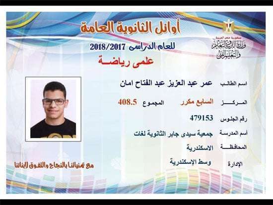 لائحة أسماء أوائل الثانوية العامة 2019 وزارة التربية والتعليم