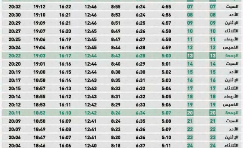 رزنامة السنة الهجرية 1441 في الجزائر