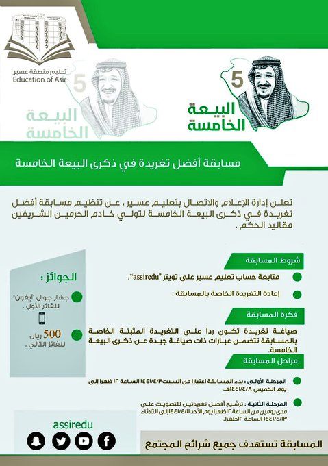تنظيم مسابقة ” أفضل تغريدة ” عن البيعة بتعليم عسير
