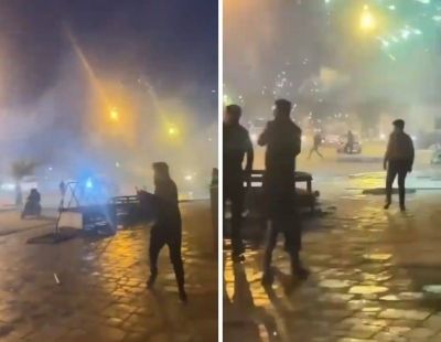 تراند اليوم : "احتفالا برأس السنة الجديدة".. شاهد: عراقيون يتراشقون بالألعاب النارية ووقوع إصابات