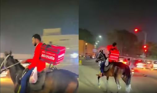 الامارات | بسبب أزمة الوقود في الهند .. حصان لتوصيل " الوجبات السريعة"