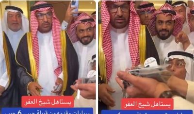 تراند اليوم : شاهد.. أفراد من قبيلة حرب يقدمون 6 سيارات جيب لكزس ل "حميد القريقري" الذي عفا عن قاتل ابنه في ساحة القصاص