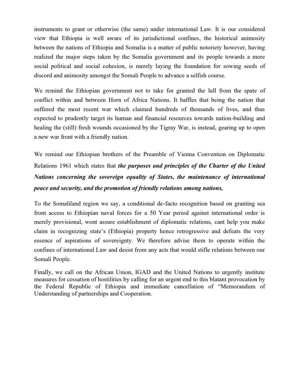 "نواب كينيا" يدين اتفاق إثيوبيا وأرض الصومال