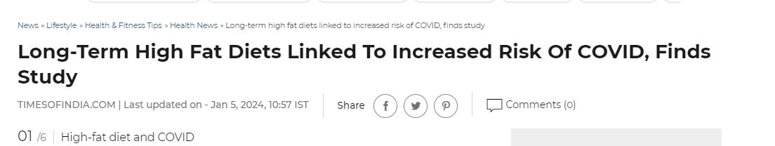 دراسة: الأنظمة الغذائية عالية الدهون مرتبطة بزيادة خطر الإصابة بكورونا