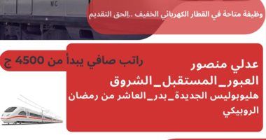 وظائف القطار الكهربائى.. تعرف على الشروط وأوراق التقديم