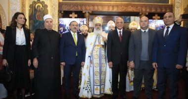 محافظ الجيزة يزور مطرانية الجيزة للأقباط الأرثوذكس للتهنئة بعيد الميلاد