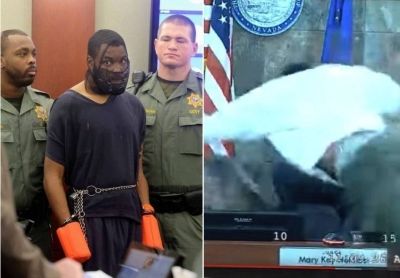 تراند اليوم : شاهد.. كيف ظهر المتهم الذي طار في الهواء واعتدى على قاضية أمريكية بعد إعادته مرة أخرى للحكم عليه