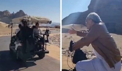 تراند اليوم : شاهد: الأمير الوليد بن طلال يقود دراجة هوائية ويطارد أحفاده بمدينة العلا