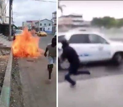 تراند اليوم : شاهد.. حرب شوارع واشتباكات مسلحة بين الشرطة وعصابات المخدرات في شوارع الإكوادور