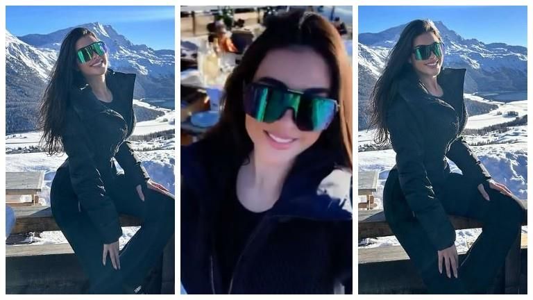 ياسمين صبري توثق رحلة لها في "جبال ثلجية" (صور وفيديو)