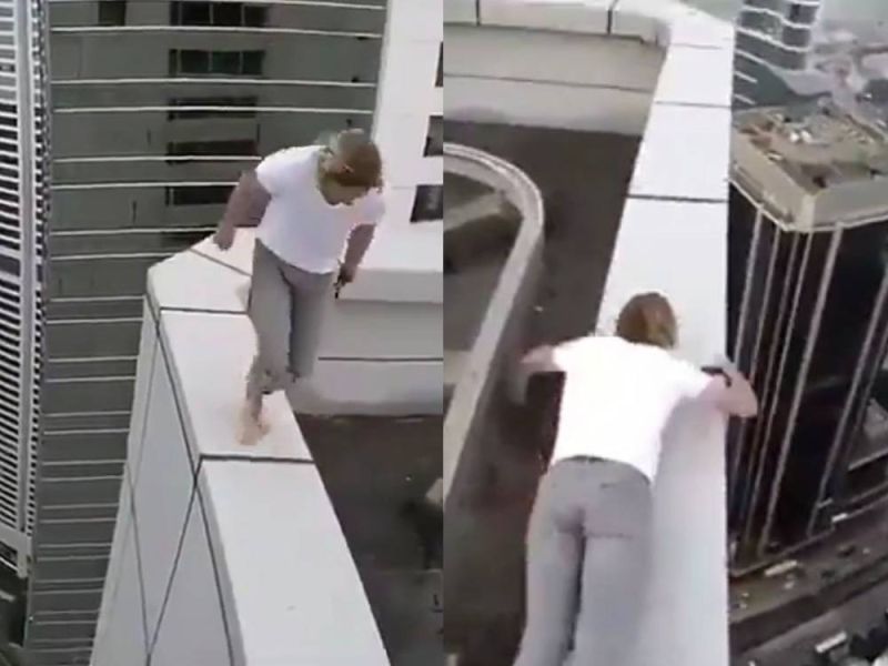 تراند اليوم : شاهد .. شاب يتزلج على حافة ناطحة سحاب ويقوم بحركات بهلوانية خطيرة في مشهد مرعب