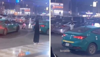 تراند اليوم : شاهد.. مشاجرة بين حارس أمن وسائق سيارة أجرة أمام مركز تجاري