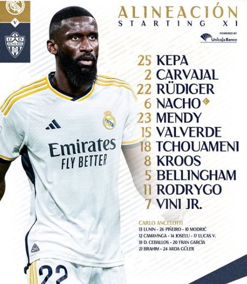 تشكيل ريال مدريد اليوم أمام ألميريا في الدوري الإسباني