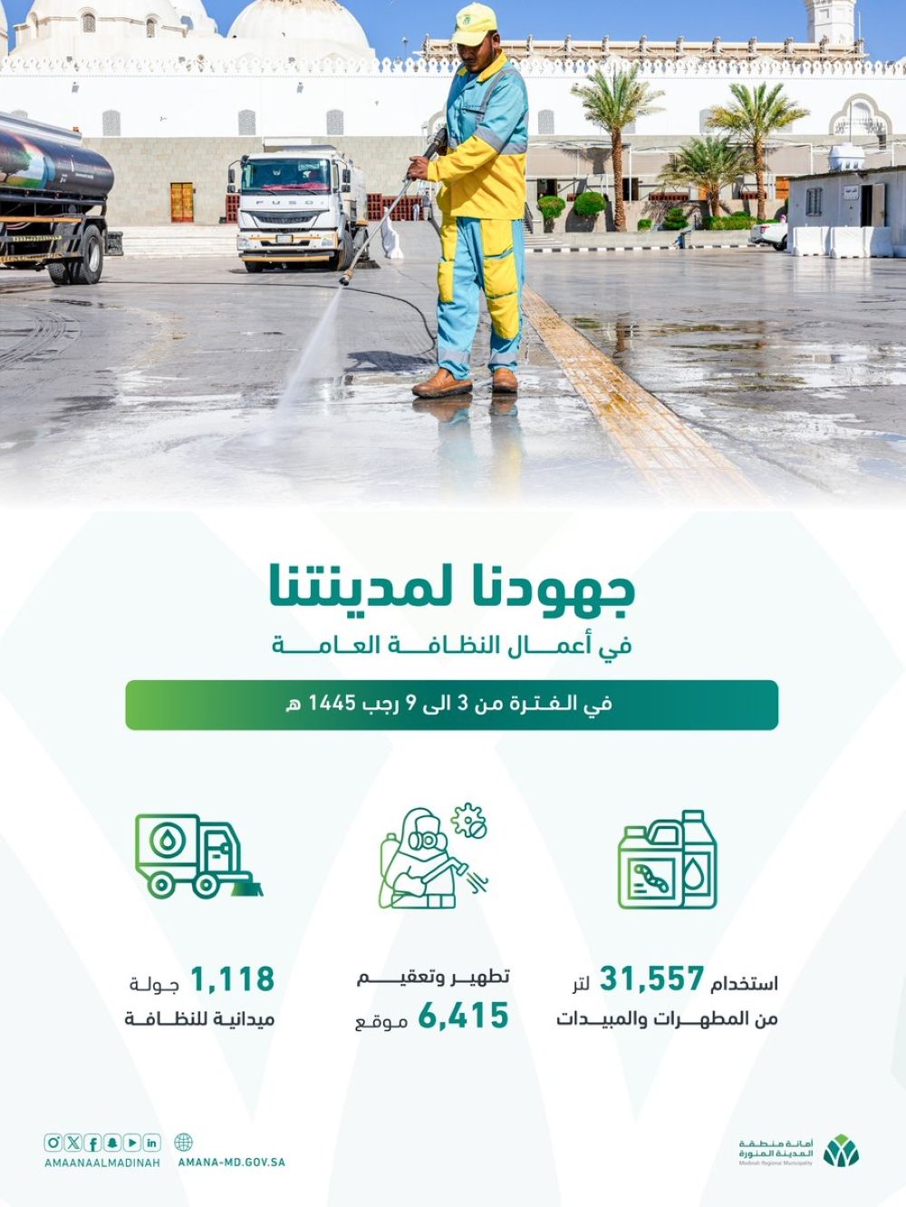 أمانة المدينة تواصل أعمال النظافة العامة وصيانة الأنفاق والجسور