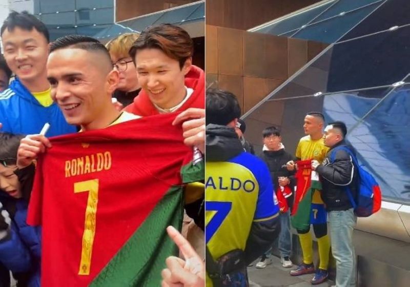 تراند اليوم : شاهد.. ظهور شبيه "رونالدو " في الصين وتجمع آلاف الأشخاص حوله من أجل التصوير معه