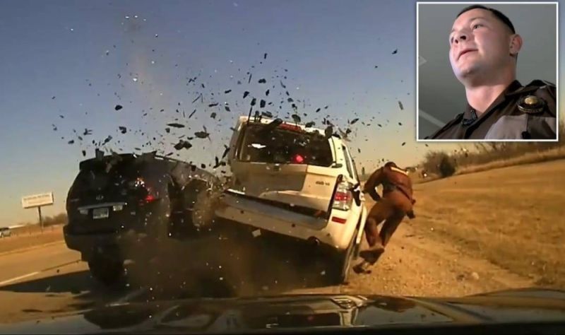 تراند اليوم : شاهد: سيارة تصدم مركبة متوقفة بقوة وتقذف ضابطا في الهواء في حادث مروع بأمريكا