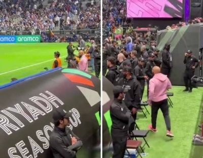 تراند اليوم : شاهد.. حارس ميسي الشخصي يركض معه طوال مباراة الهلال وإنتر ميامي.. ويتجول بين قوات الأمن