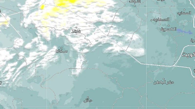 سحب ممطرة تؤثر على منطقة الجوف وعرعر وأجزاء من المنطقة الحدودية الشمالية