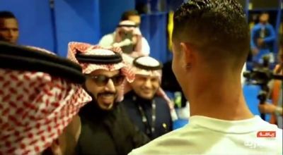 تراند اليوم : شاهد..تركي آل الشيخ يسأل ‬⁩ كريستيانو رونالدو: ‏"أين الأصفر"؟