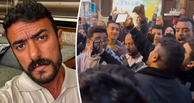 عروس تركت الزفّة لالتقاط صورة معه.. استقبال أحمد العوضي بالزغاريد في شارع المعز