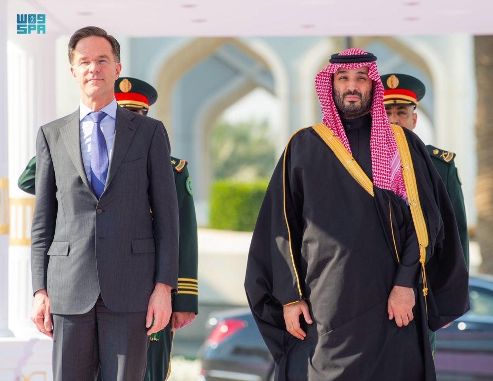 ولي العهد يستقبل رئيس الوزراء الهولندي في قصر اليمامة بالرياض