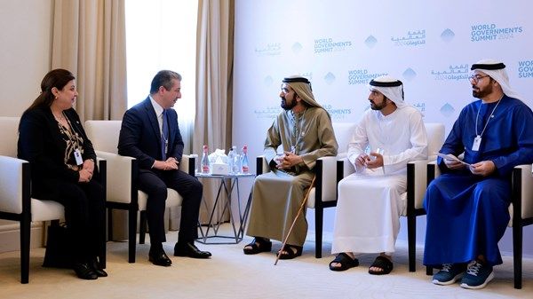 محمد بن راشد يستقبل رئيس وزراء إقليم كردستان العراق