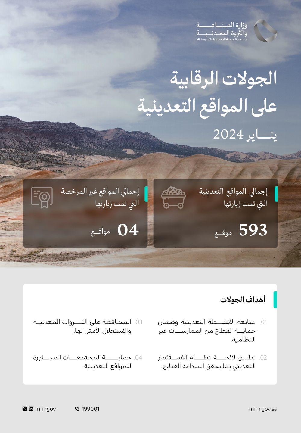 «الصناعة»: 593 جولة رقابية على المواقع التعدينية خلال شهر