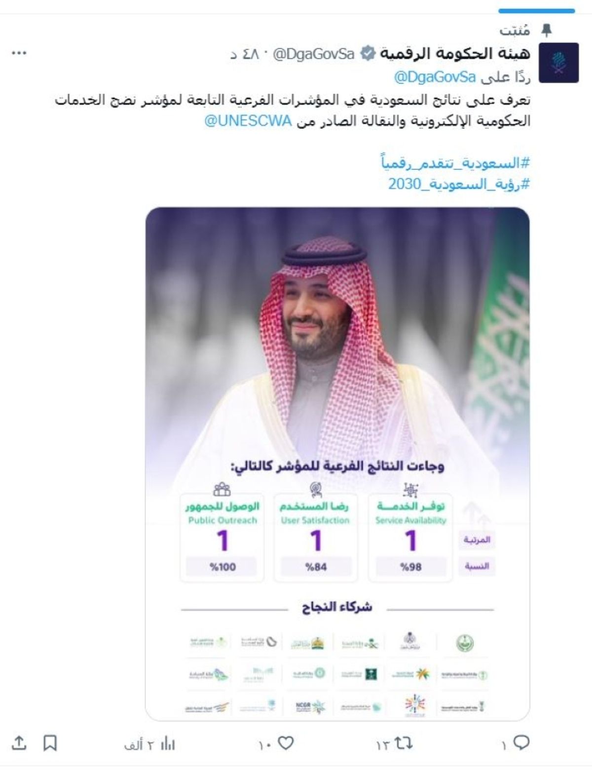 السعودية الأولى في مؤشر نضج الخدمات الحكومية الالكترونية والنقالة