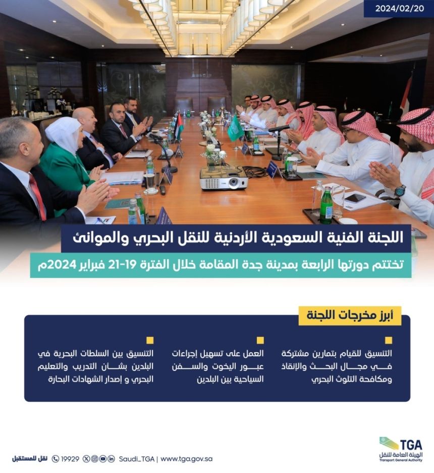 تفاصيل اجتماعات اللجنة السعودية الأردنية للنقل البحري