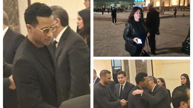 بالصور.. محمد رمضان وإلهام شاهين في عزاء شقيق سوزان مبارك