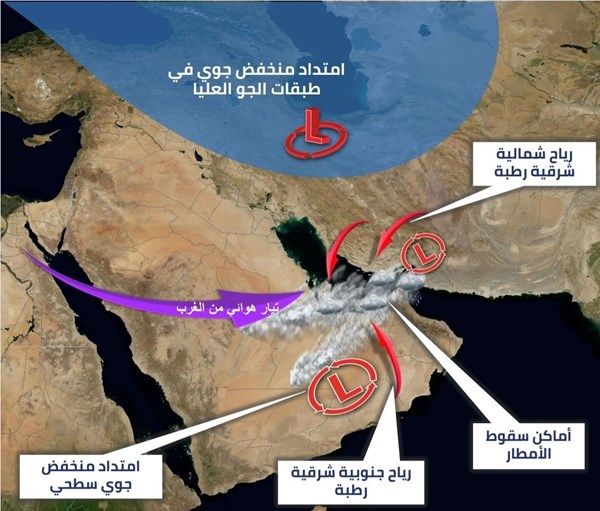 تأثر الدولة بمنخفض جوي خلال الأيام المقبلة
