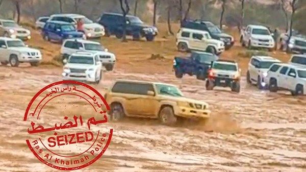 شرطة رأس الخيمة تضبط 9 مركبات استعرض سائقوها خلال المنخفض الجوي
