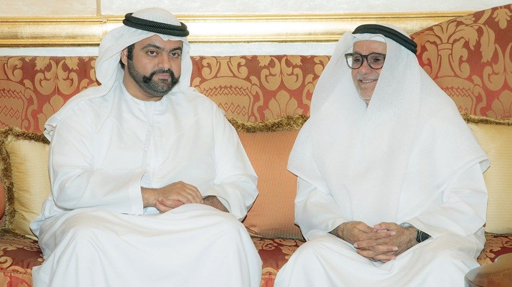 حمد الشرقي وسعود القاسمي وراشد المعلا يستقبلون المهنئين بشهر رمضان