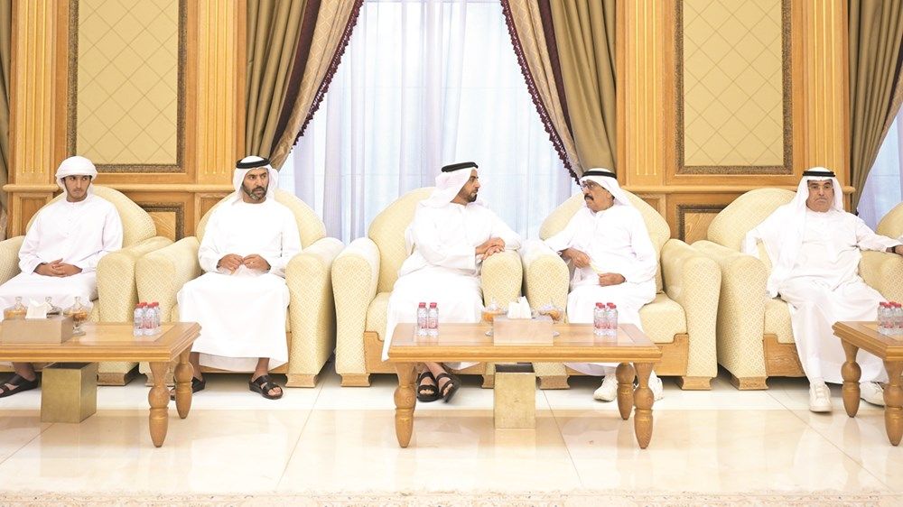 سعود بن صقر وعمار النعيمي وراشد المعلا وسيف بن زايد والشيوخ يعزون في وفاة سعيد النابودة