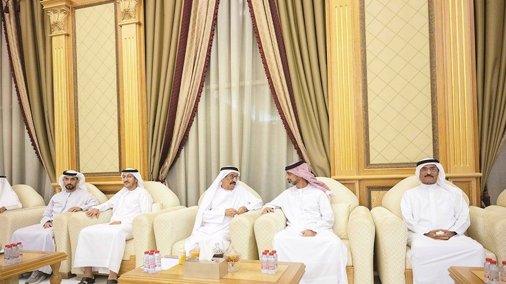 سعود بن صقر وعمار النعيمي وراشد المعلا وسيف بن زايد والشيوخ يعزون في وفاة سعيد النابودة