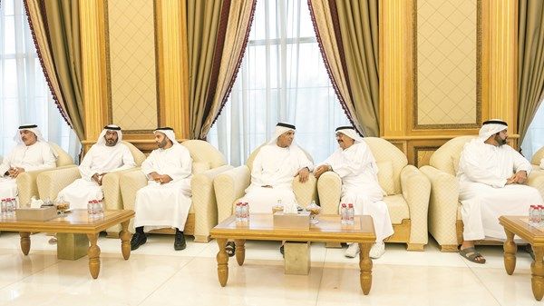 سعود بن صقر وعمار النعيمي وراشد المعلا وسيف بن زايد والشيوخ يعزون في وفاة سعيد النابودة