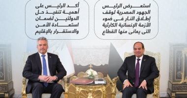 الرئيس السيسي يبحث مع المستشار النمساوى التعاون الاقتصادى ومكافحة الإرهاب (إنفوجراف)
