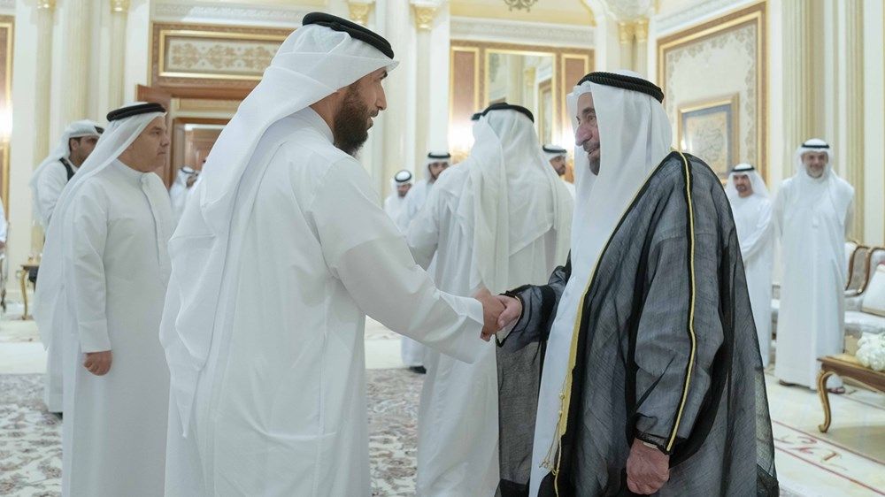 حاكم الشارقة يتقبل التهاني بشهر رمضان في قصر البديع العامر