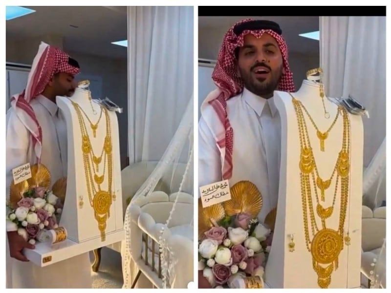 خبير بالذهب يكشف مفاجأة بشأن قيمة الطقم الذي قدمه غازي الذيابي لزوجته بعد ولادتها