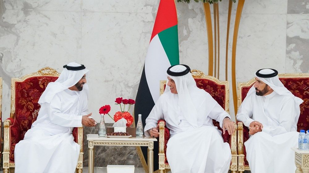 سعود بن صقر يستقبل نائب حاكم أم القيوين والمهنئين بشهر رمضان