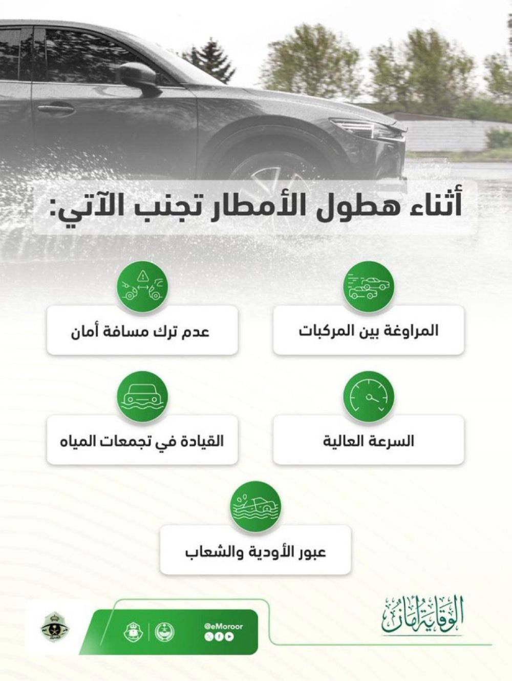 بأكثر من لغة.. "الداخلية" تُبرز "الوقاية أمان" تزامنًا مع الحالة المطرية