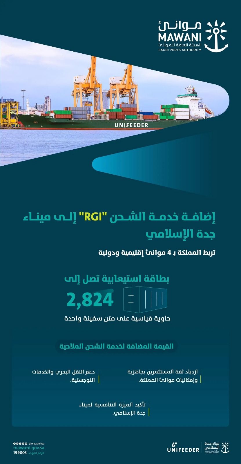 إضافة خدمة الشحن RGI لميناء جدة