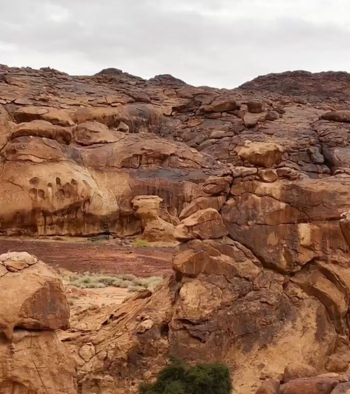 شاهد من الجو.. أمطار جبل عرنان وساحوت تمتزج بالأشعار في تيماء