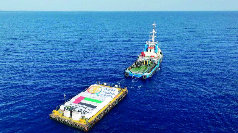 الامارات | إبحار 3 سفن وبارجة مساعدات عبر الممر البحري إلى غزة