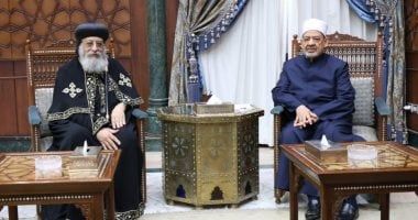 شيخ الأزهر يستقبل البابا تواضروس للتهنئة بقرب حلول عيد الفطر المبارك