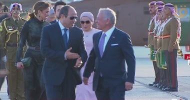 الرئيس السيسى يصل العاصمة الأردنية عمان والملك عبد الله يستقبله